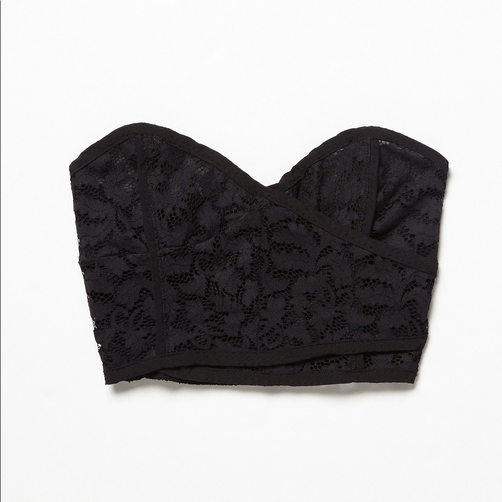 Free People Sunstone Black Lace Crop Tube Top